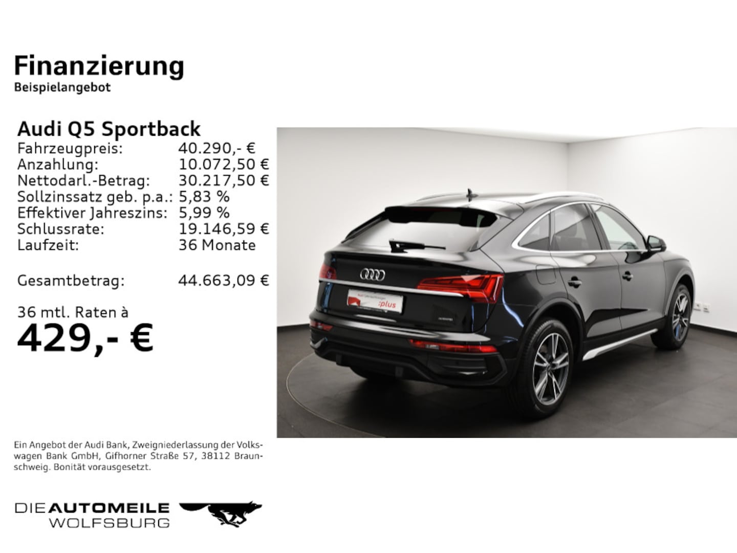 Bild über Audi Q5 Sportback 45 TFSI quattro S tronic - für weitere Informationen kontaktieren Sie den Audi Partner
