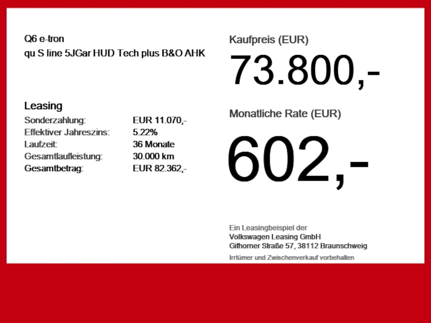 Bild über Audi Q6 SUV e-tron S line business e-tron quattro 315 kW - für weitere Informationen kontaktieren Sie den Audi Partner