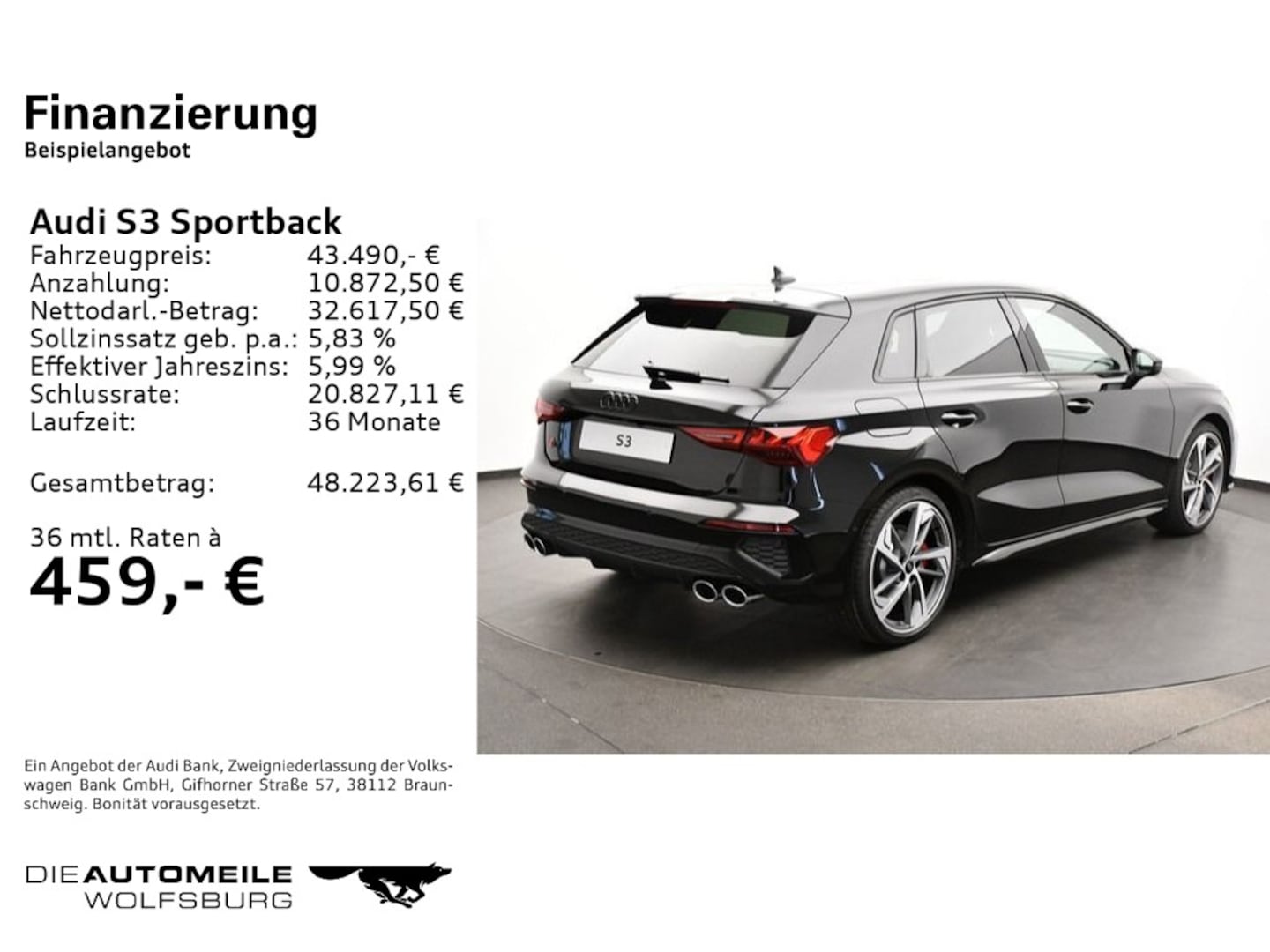 Bild über Audi S3 Sportback TFSI quattro S tronic - für weitere Informationen kontaktieren Sie den Audi Partner
