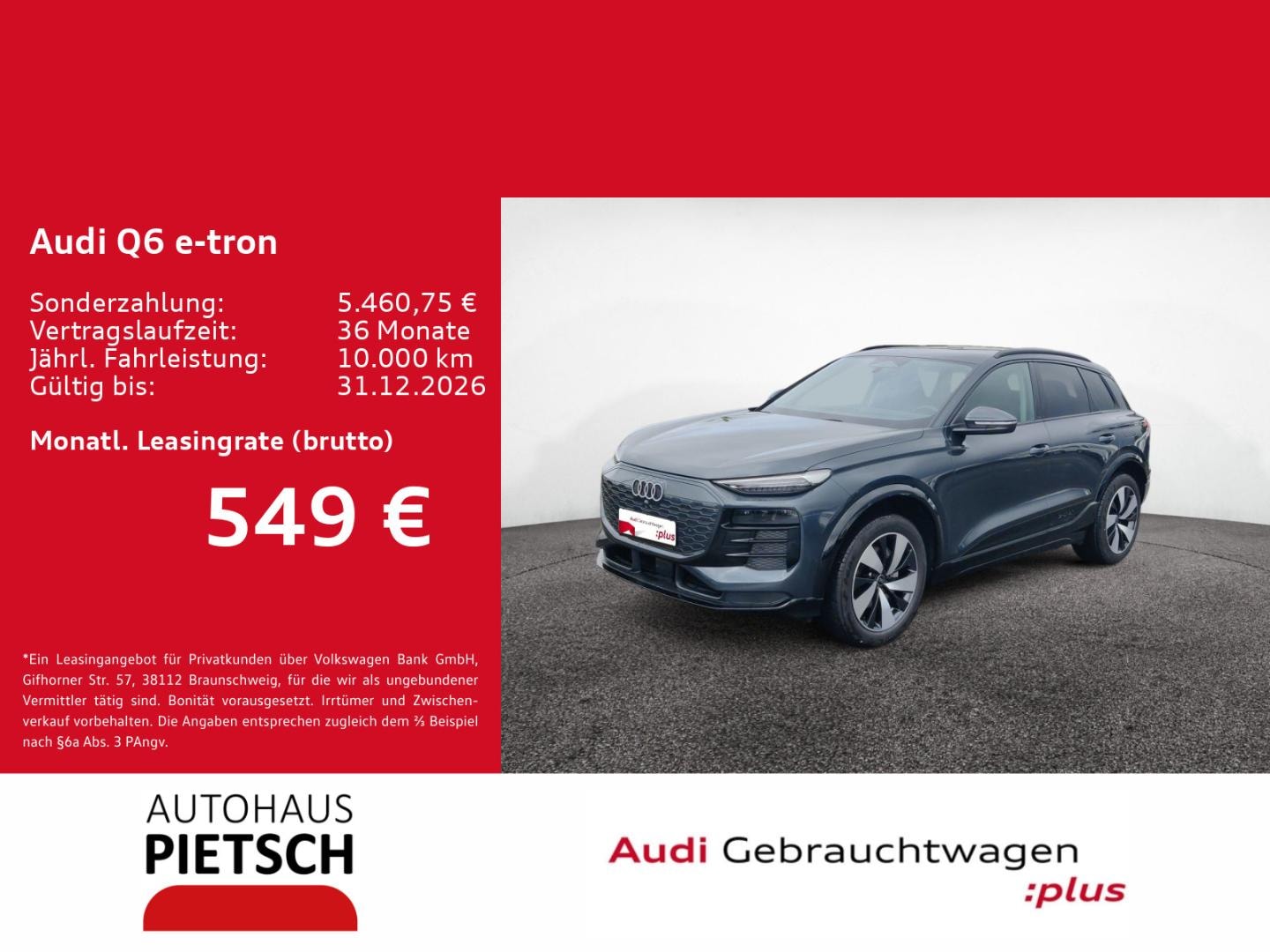 Bild über Audi Q6 SUV e-tron e-tron - für weitere Informationen kontaktieren Sie den Audi Partner