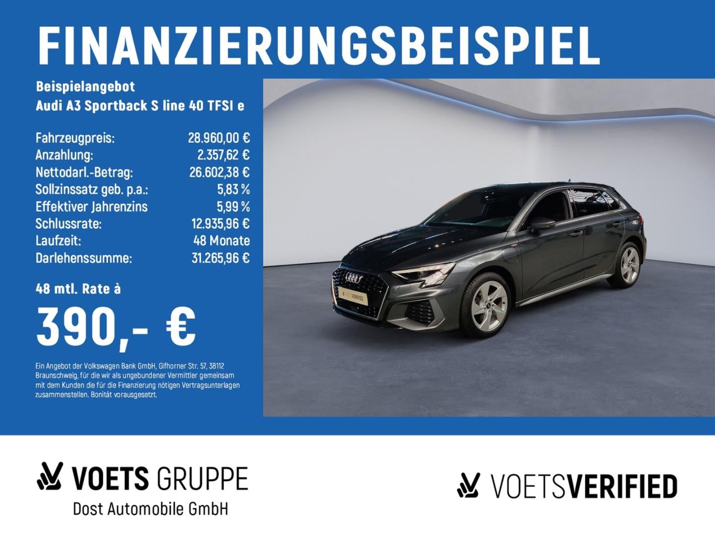 Bild über Audi A3 Sportback TFSI e S line 40 TFSI e S tronic - für weitere Informationen kontaktieren Sie den Audi Partner
