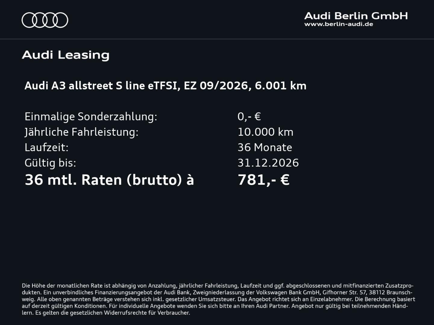 Bild über Audi A3 allstreet TFSI e TFSI e 150 kW S tronic - für weitere Informationen kontaktieren Sie den Audi Partner