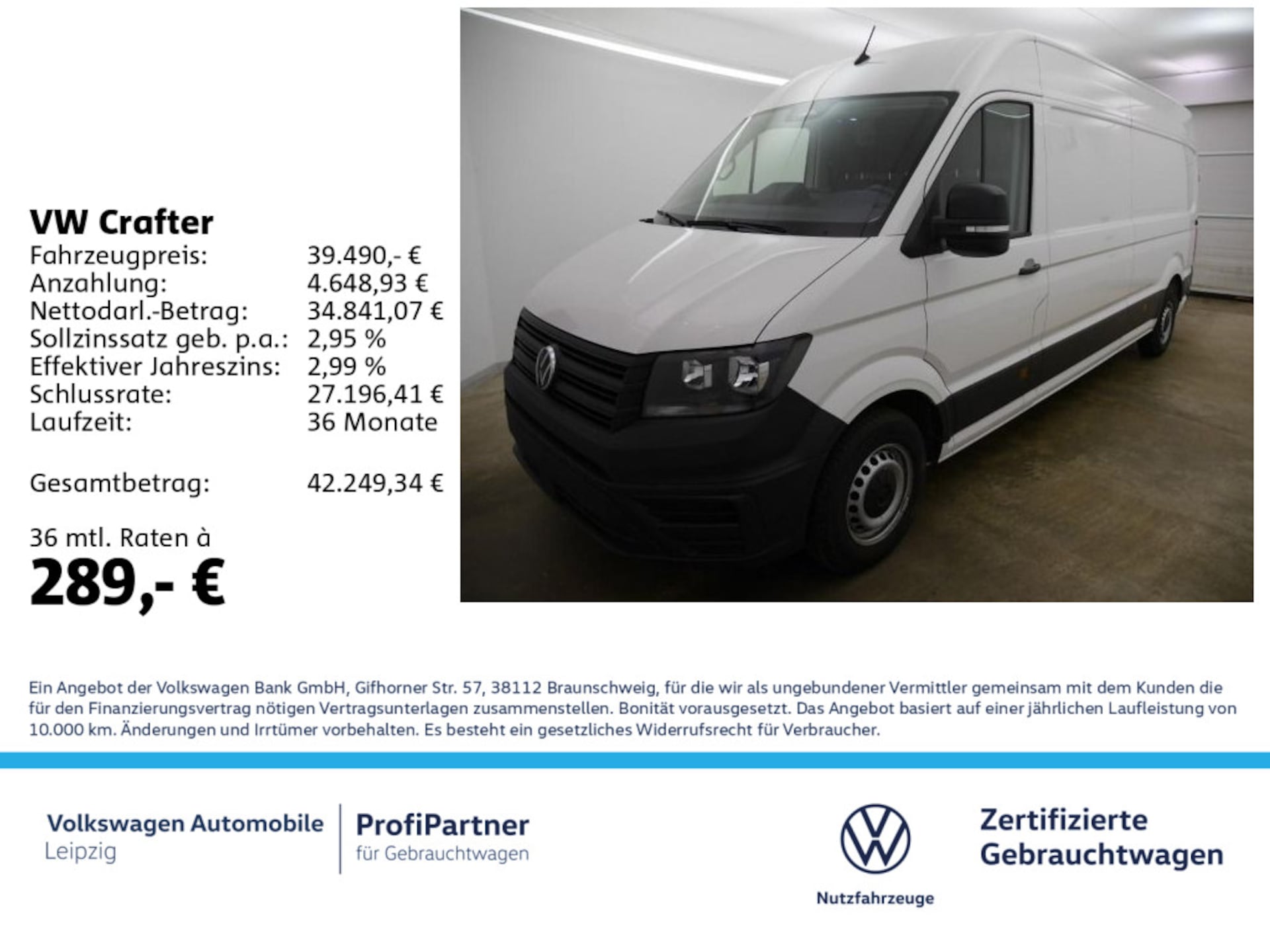 Volkswagen Crafter Kasten langer Radstand