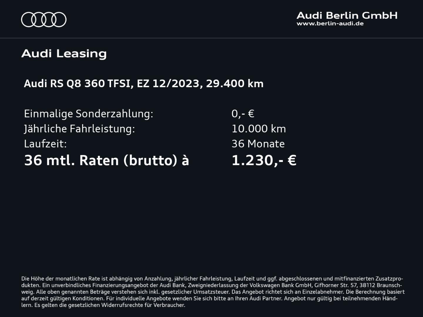 Bild über Audi RS Q8 TFSI quattro tiptronic - für weitere Informationen kontaktieren Sie den Audi Partner