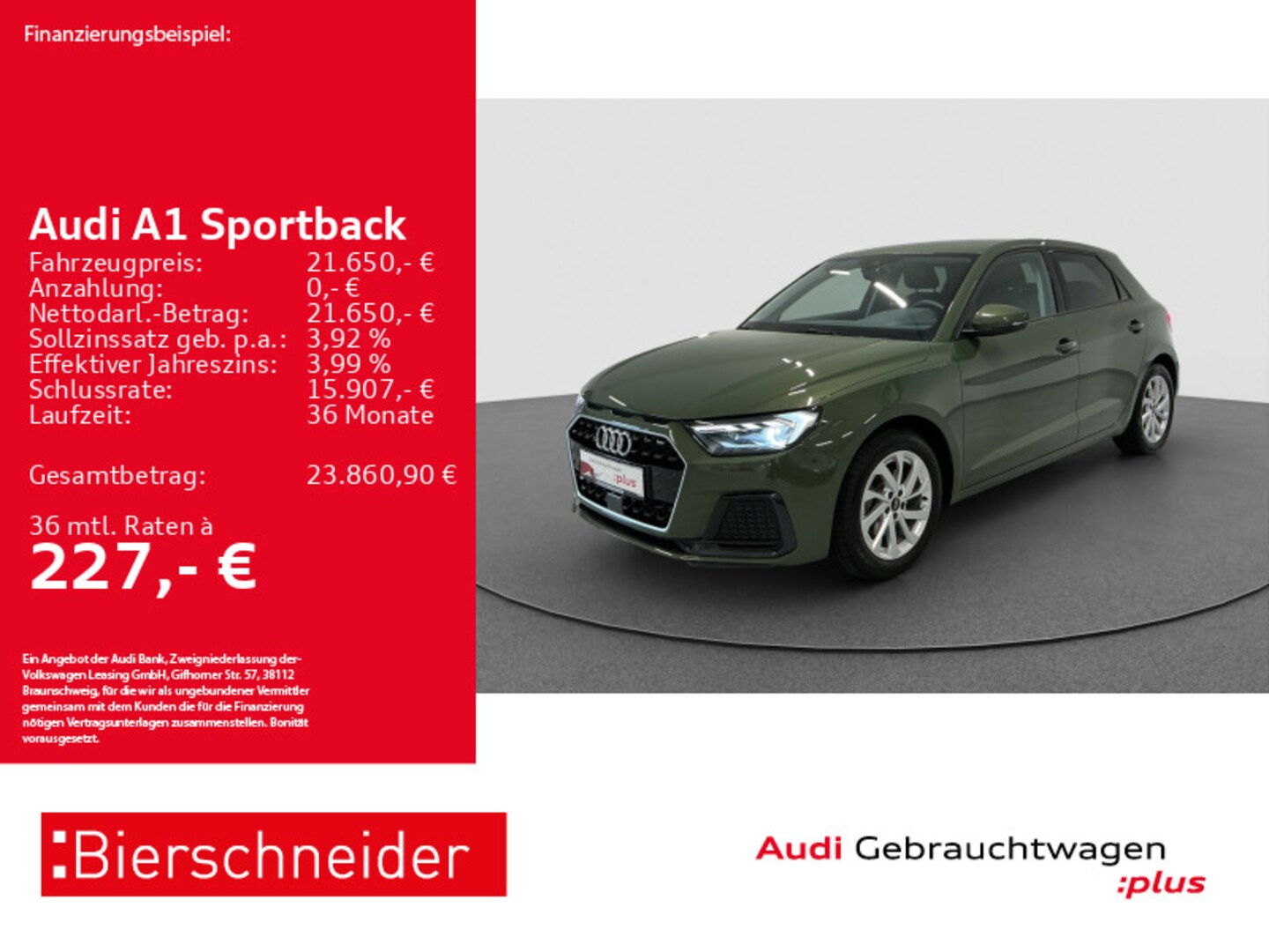Bild über Audi A1 Sportback advanced 30 TFSI Schaltgetriebe - für weitere Informationen kontaktieren Sie den Audi Partner