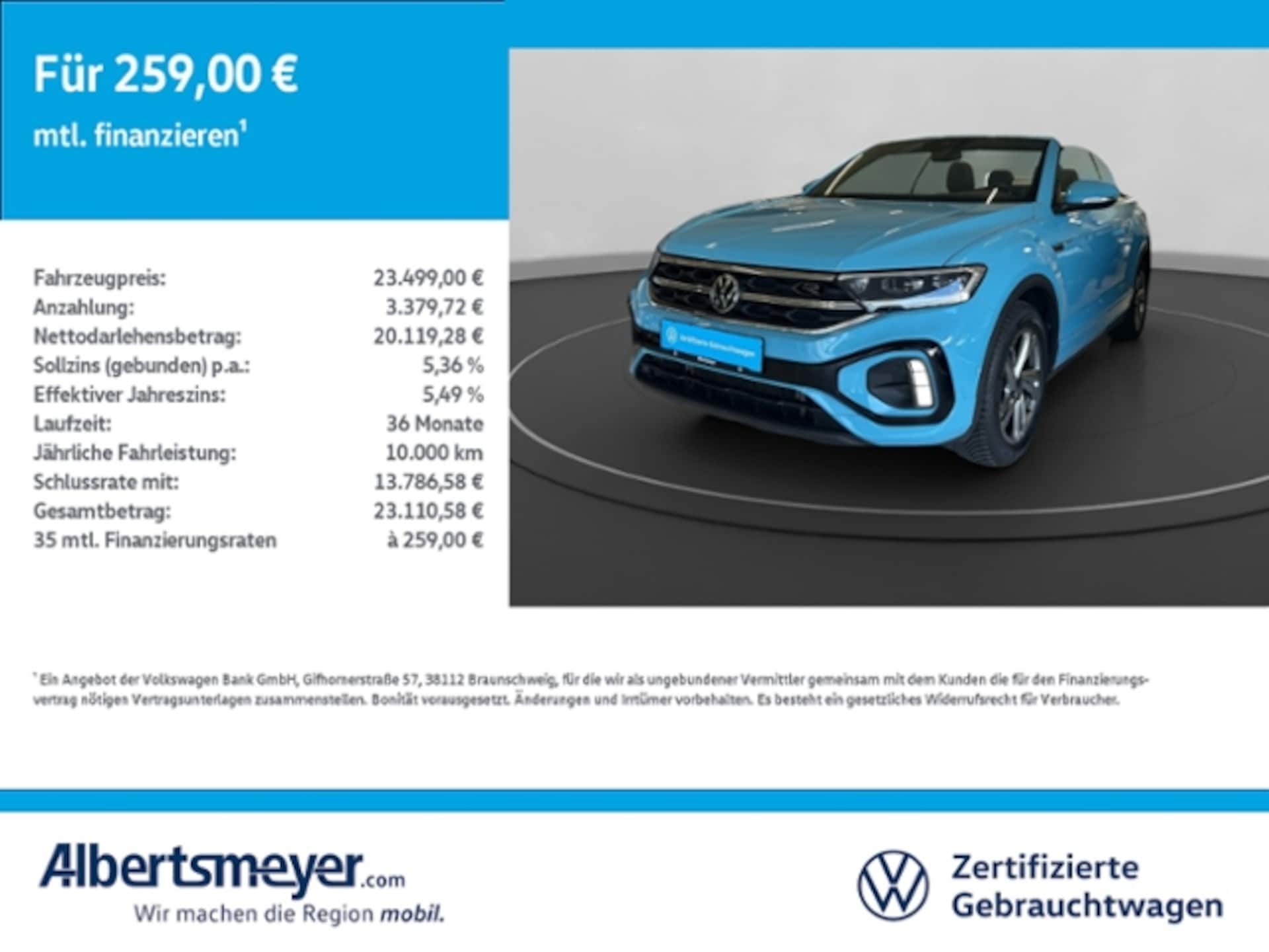 Volkswagen T-Roc Cabriolet 2023 — 1.5 TSI +LED+ACC+KLIMA+LM