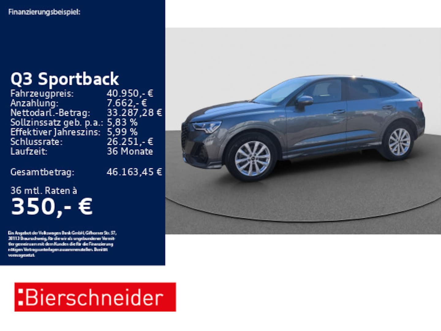 Bild über Audi Q3 Sportback S line 45 TFSI quattro S tronic - für weitere Informationen kontaktieren Sie den Audi Partner