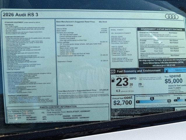 2026 Audi RS3 Sedan