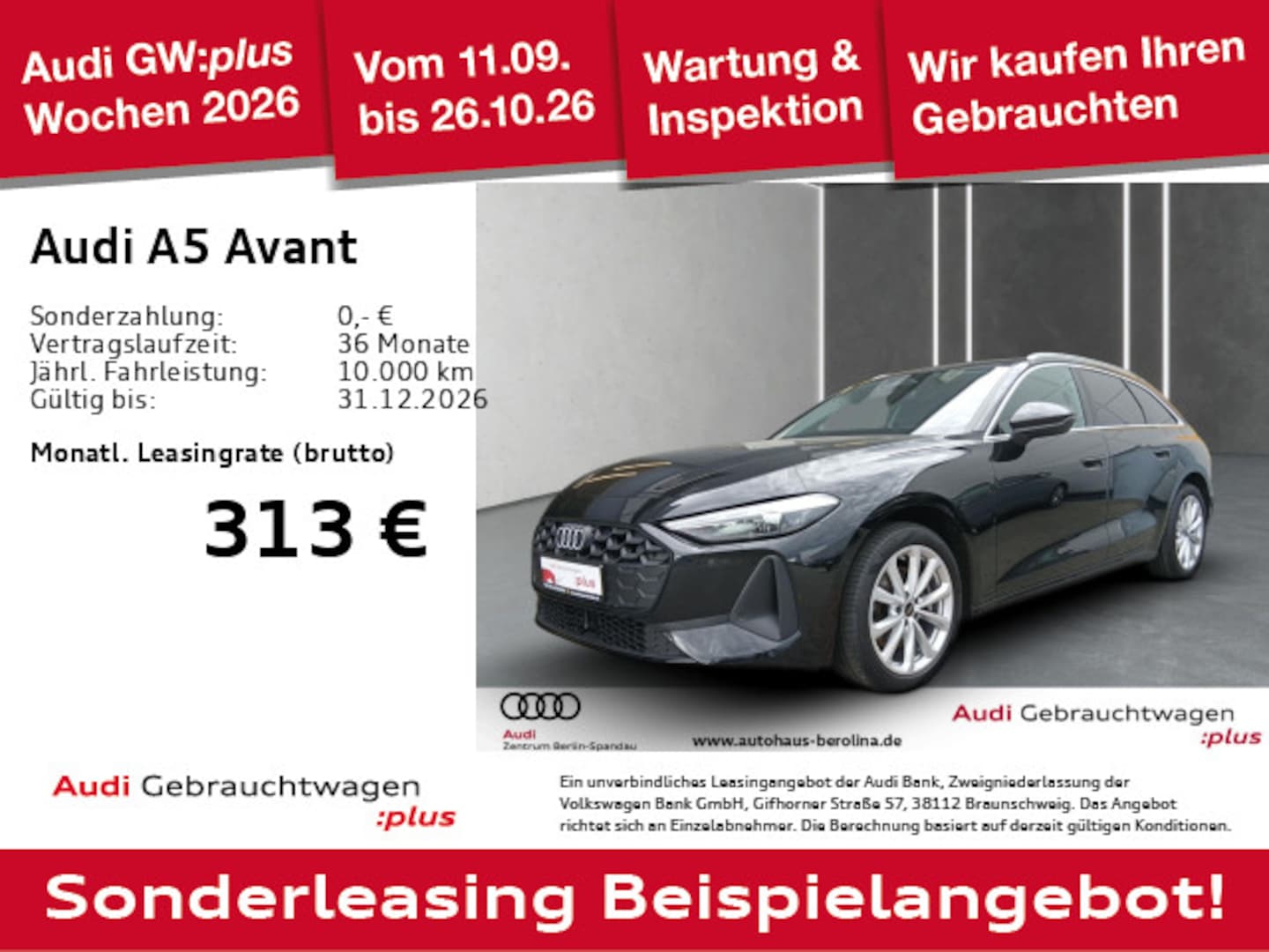 Bild über Audi A5 Avant TFSI 110 kW S tronic - für weitere Informationen kontaktieren Sie den Audi Partner