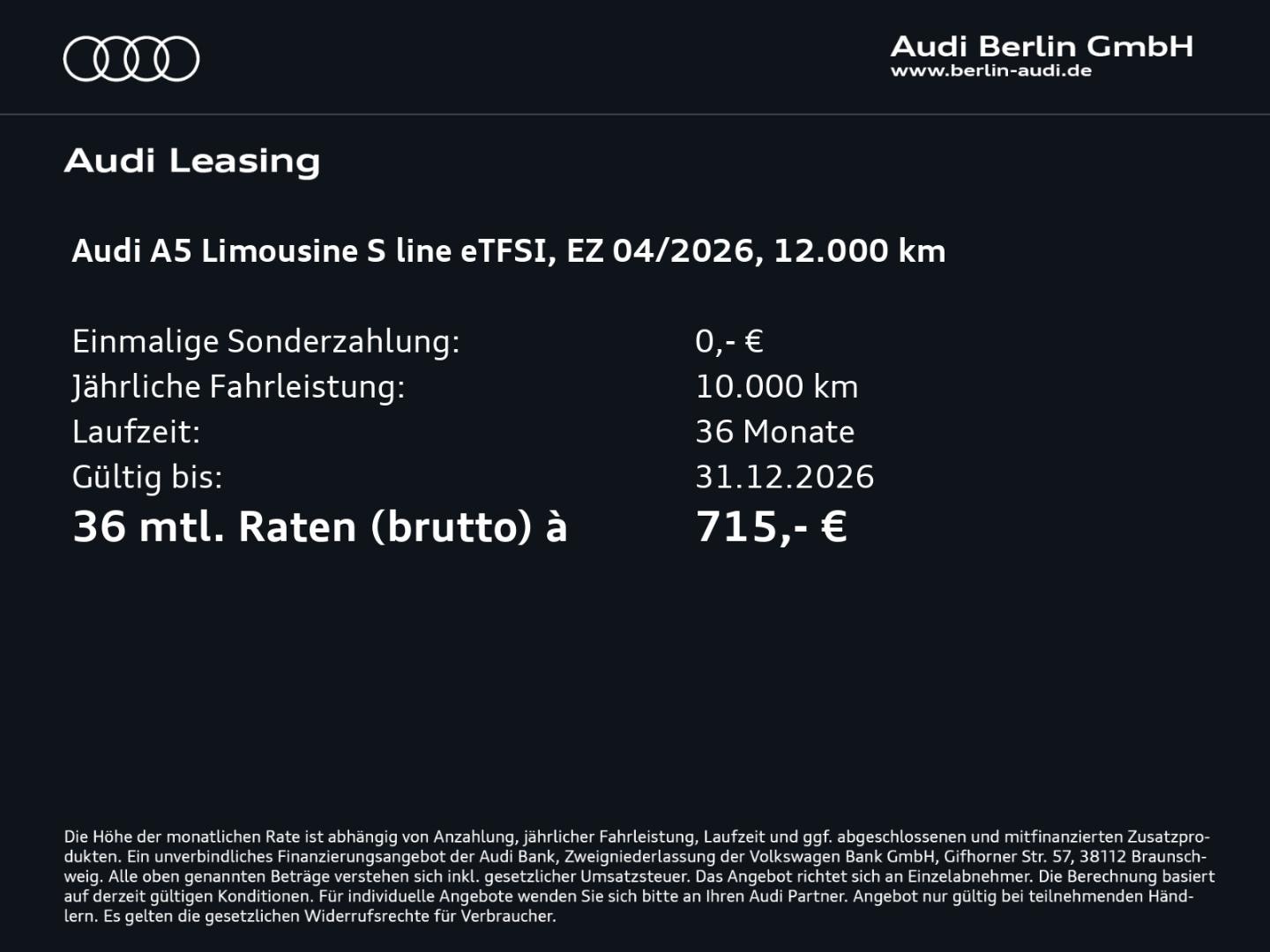 Bild über Audi A5 Limousine e-hybrid e-hybrid quattro 270 kW S tronic - für weitere Informationen kontaktieren Sie den Audi Partner