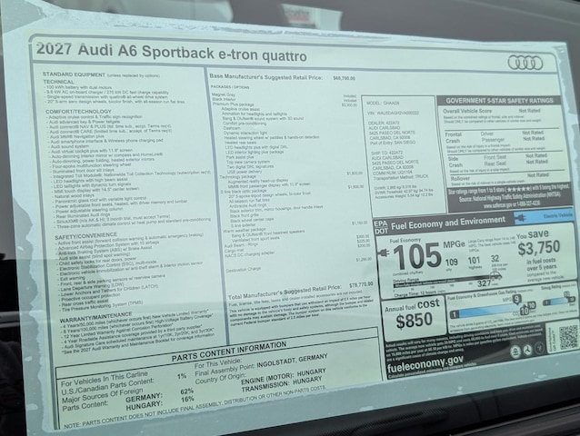2027 Audi A6 Sportback e-tron
