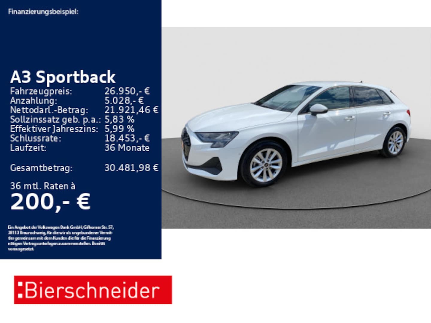 Bild über Audi A3 Sportback 30 TFSI S tronic - für weitere Informationen kontaktieren Sie den Audi Partner