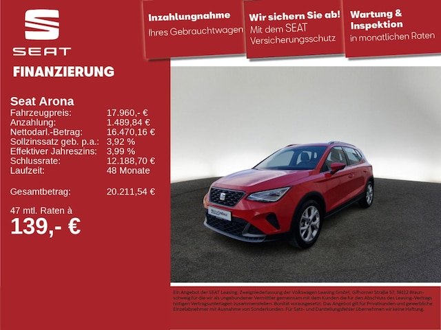 SEAT Arona FR 1.0 TSI DSG LED NAVI R-KAM SHZ 17" DAB (DKT5047393)