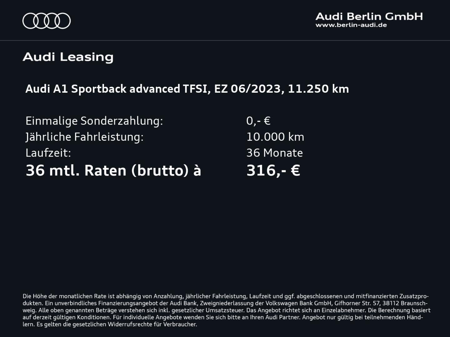 Bild über Audi A1 Sportback advanced 25 TFSI Schaltgetriebe - für weitere Informationen kontaktieren Sie den Audi Partner