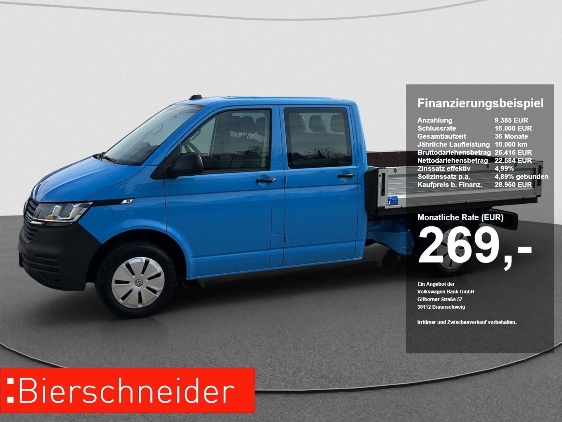 Volkswagen T6.1 Transporter Pritschenwagen Doppelkabine