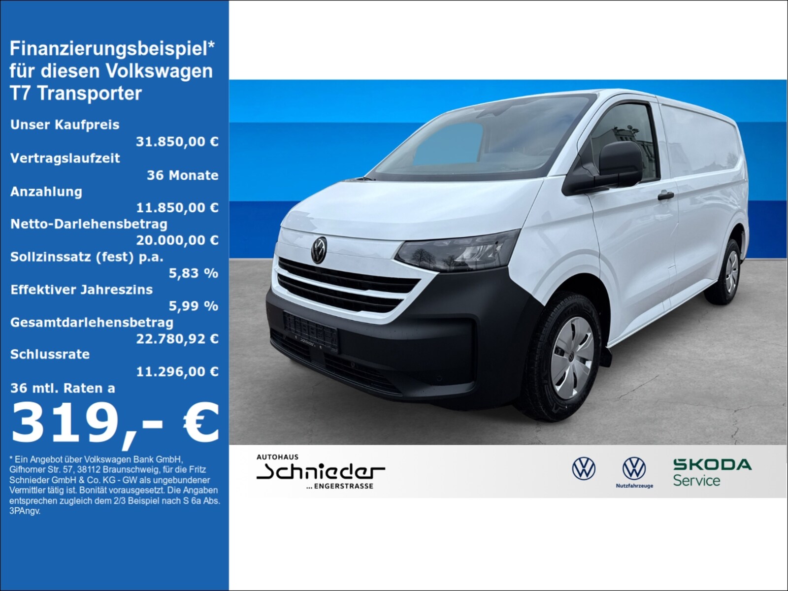 Volkswagen Transporter Kasten kurzer Radstand