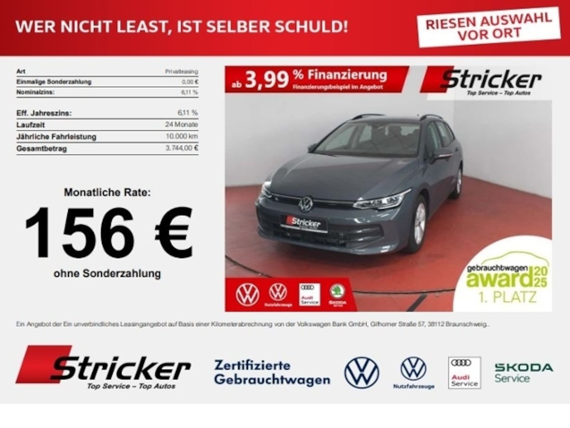 Volkswagen Golf Variant 2025 — 1.5eTSI DSG 156,-ohne Anzahlung Navi AHK