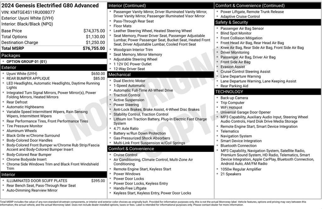 Used 2024 GENESIS Electrified G80 Base with VIN KMTGE4S11RU008077 for sale in Littleton, CO