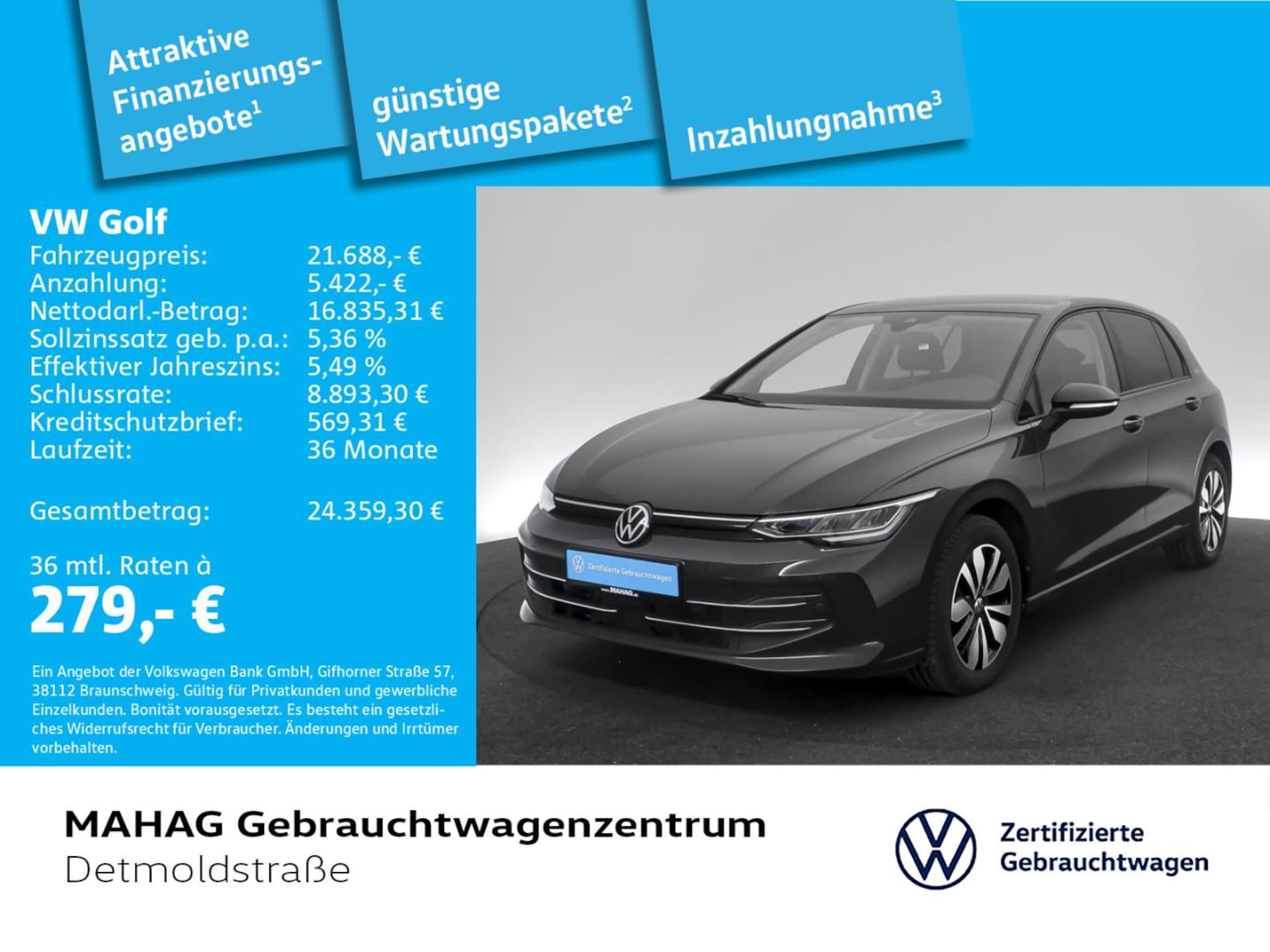Volkswagen Golf 2025 — Golf VIII 1.5 TSI GOAL Navi LED ACC DAB+ 16"