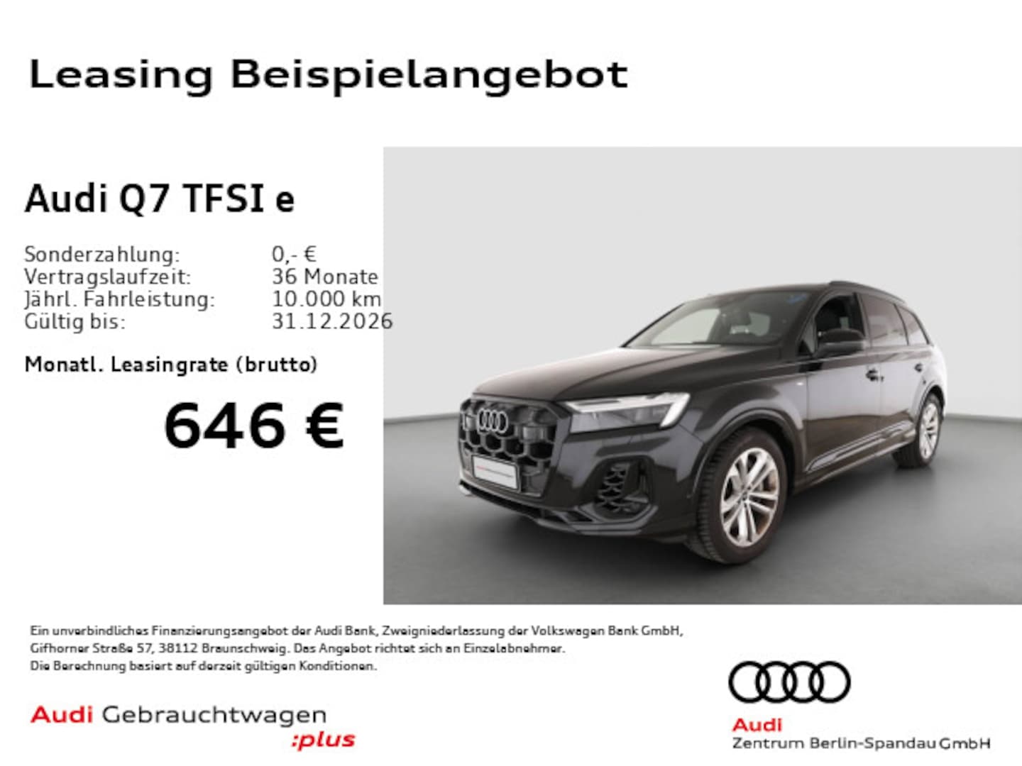 Bild über Audi Q7 SUV TFSI e S line business TFSI e quattro 290 kW tiptronic - für weitere Informationen kontaktieren Sie den Audi Partner