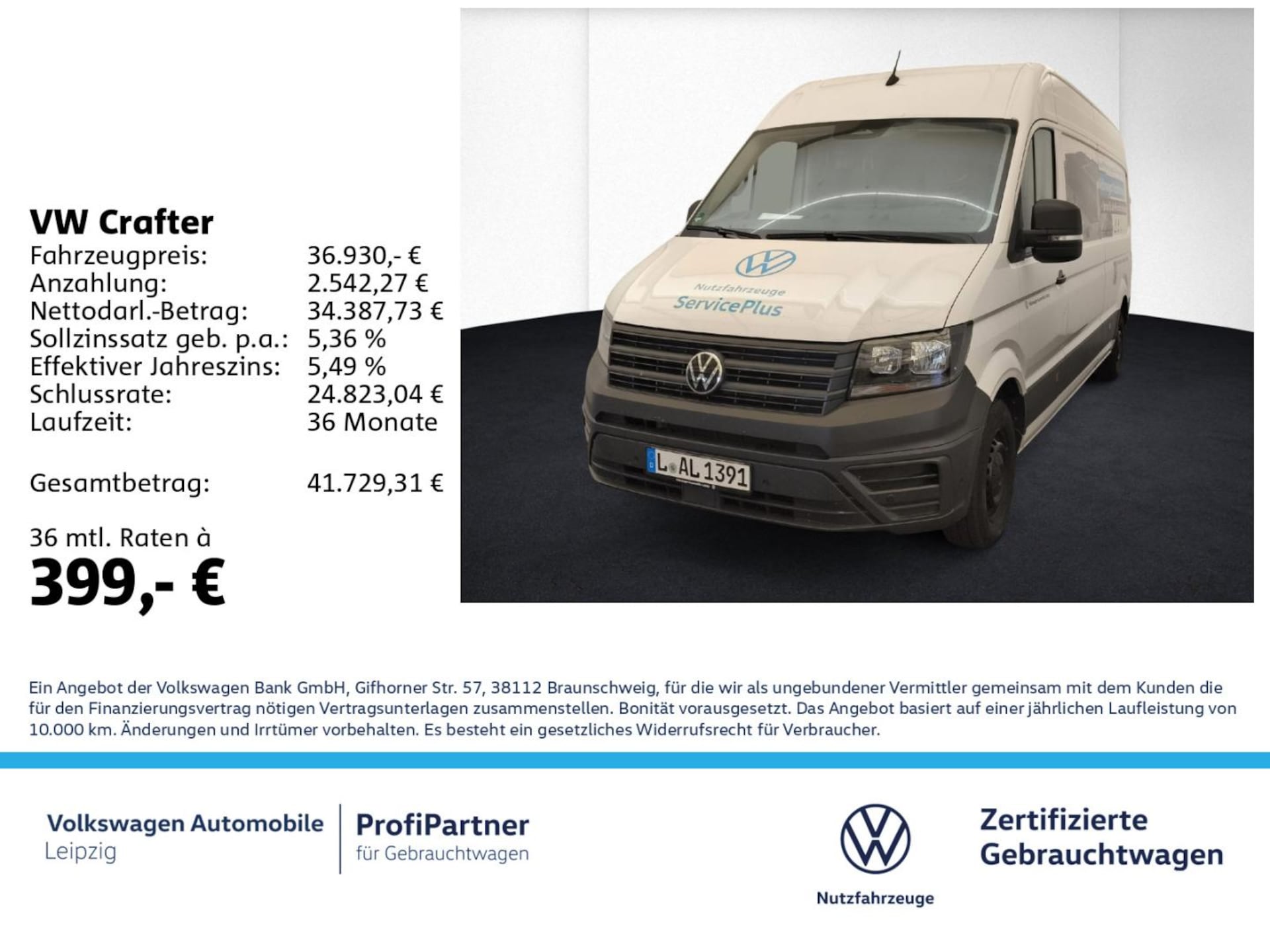 Volkswagen Crafter Kasten langer Radstand