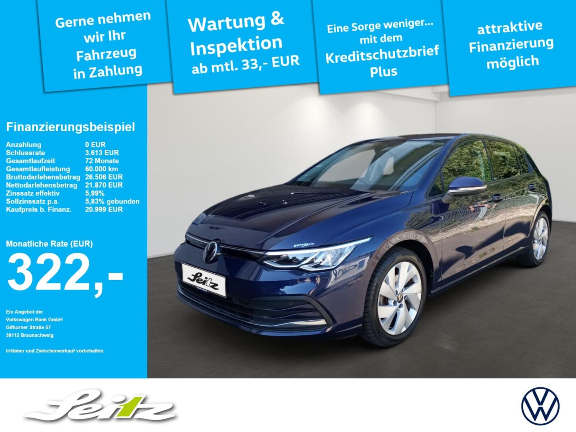 Volkswagen Golf 2022 — 1.5 eTSI DSG Navi. Rückfahrkamera. Einparkhilfe. Standheizung