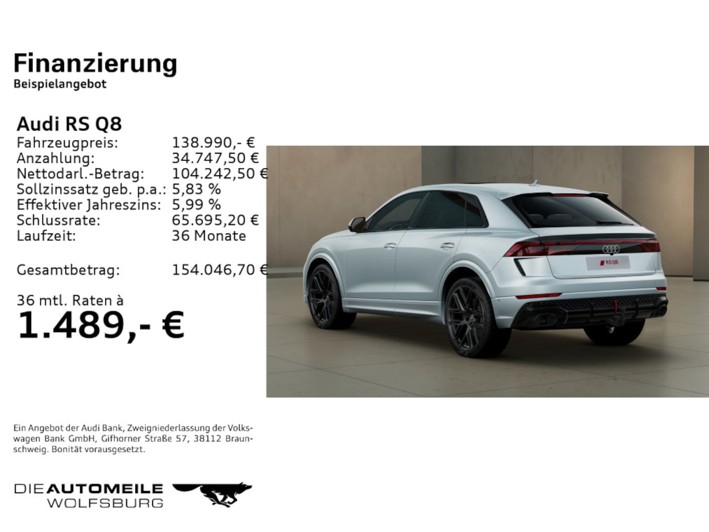 Bild über Audi RS Q8 SUV performance quattro tiptronic - für weitere Informationen kontaktieren Sie den Audi Partner