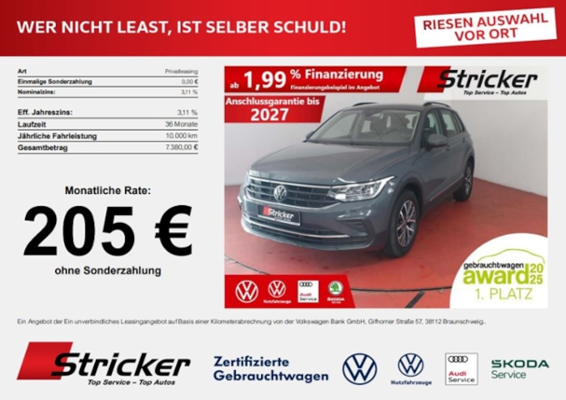 Volkswagen Tiguan — Volkswagen Tiguan 2.0TDI DSG 205,-ohne Anzahlung Navi AHK Kamera