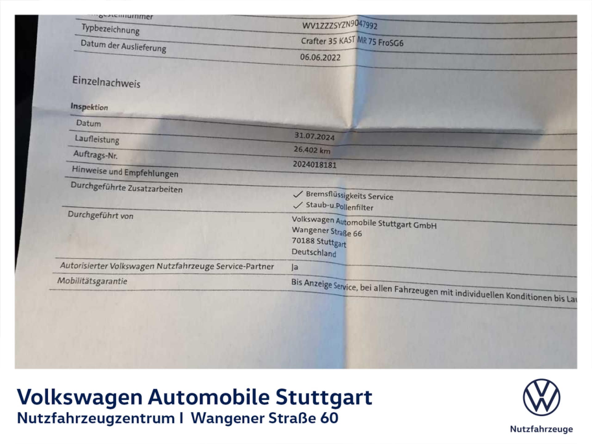 Volkswagen Crafter Kasten mittlerer Radstand