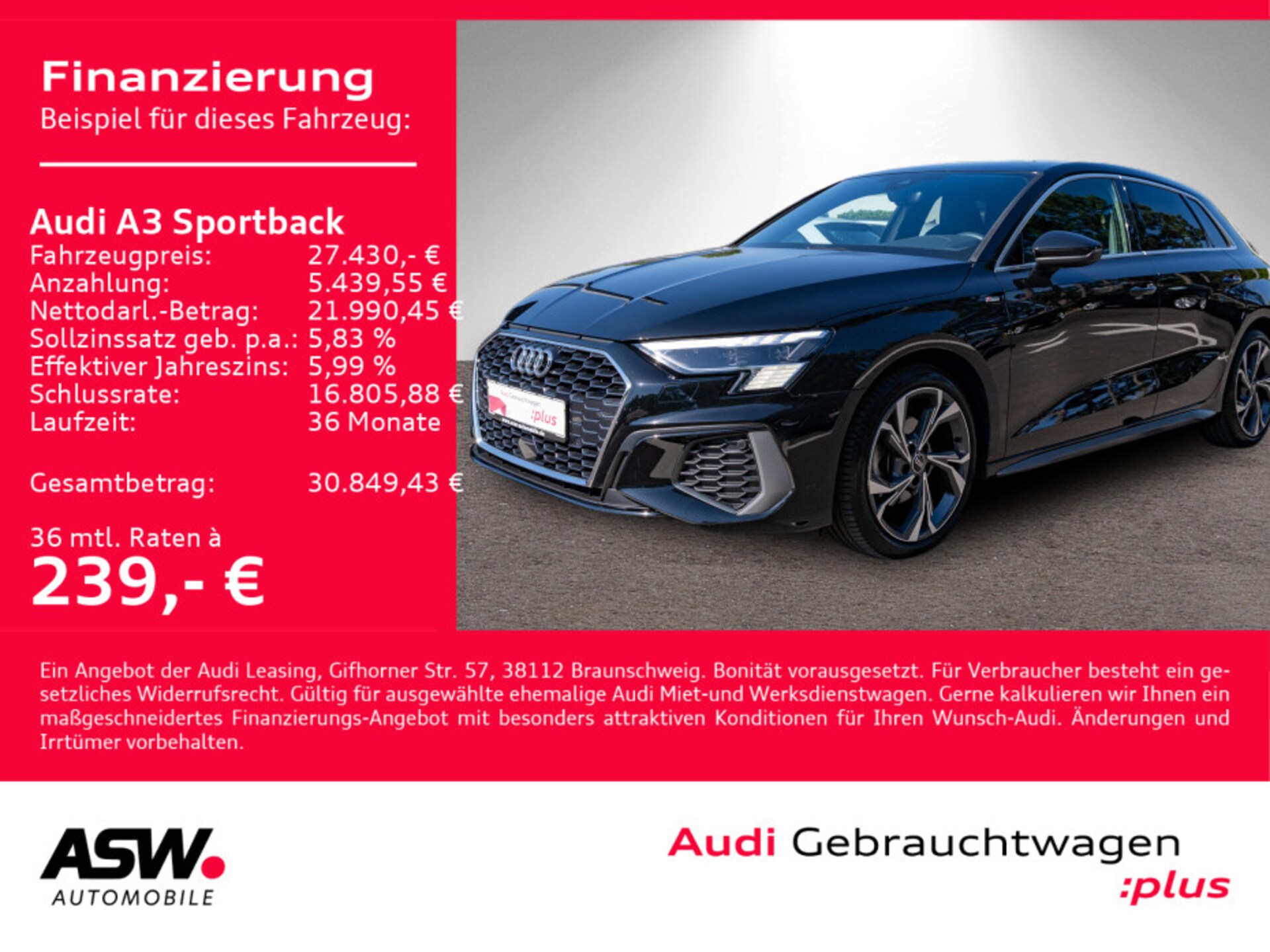 Audi A3 Sportback S line