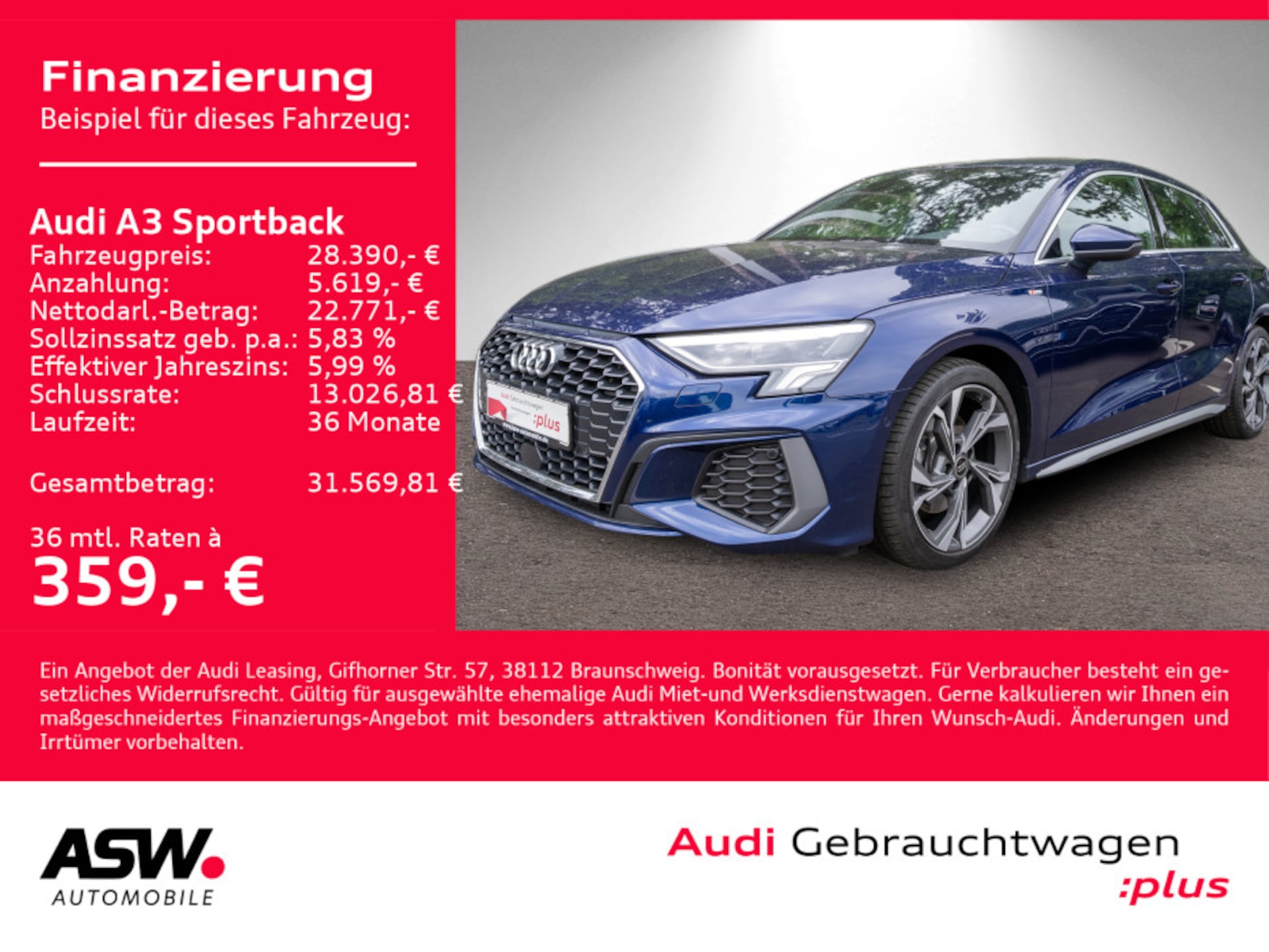 Audi A3 Sportback S line