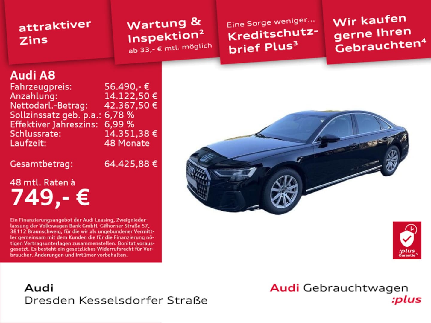 Bild über Audi A8 50 TDI quattro tiptronic - für weitere Informationen kontaktieren Sie den Audi Partner