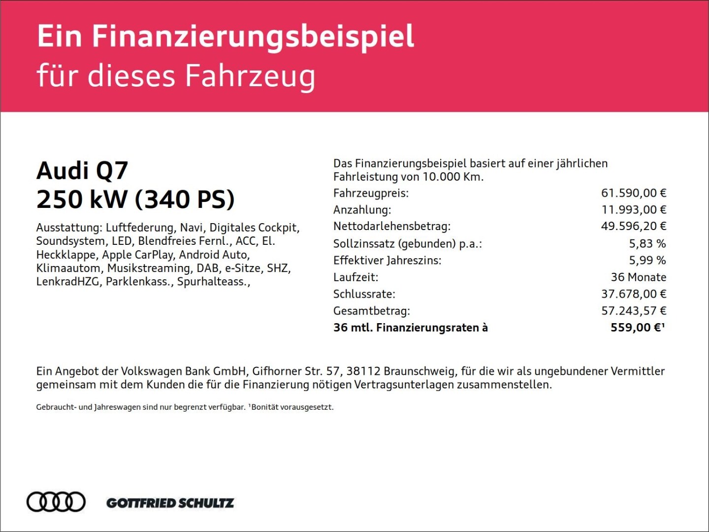 Bild über Audi Q7 SUV TFSI e 55 TFSI e quattro tiptronic - für weitere Informationen kontaktieren Sie den Audi Partner