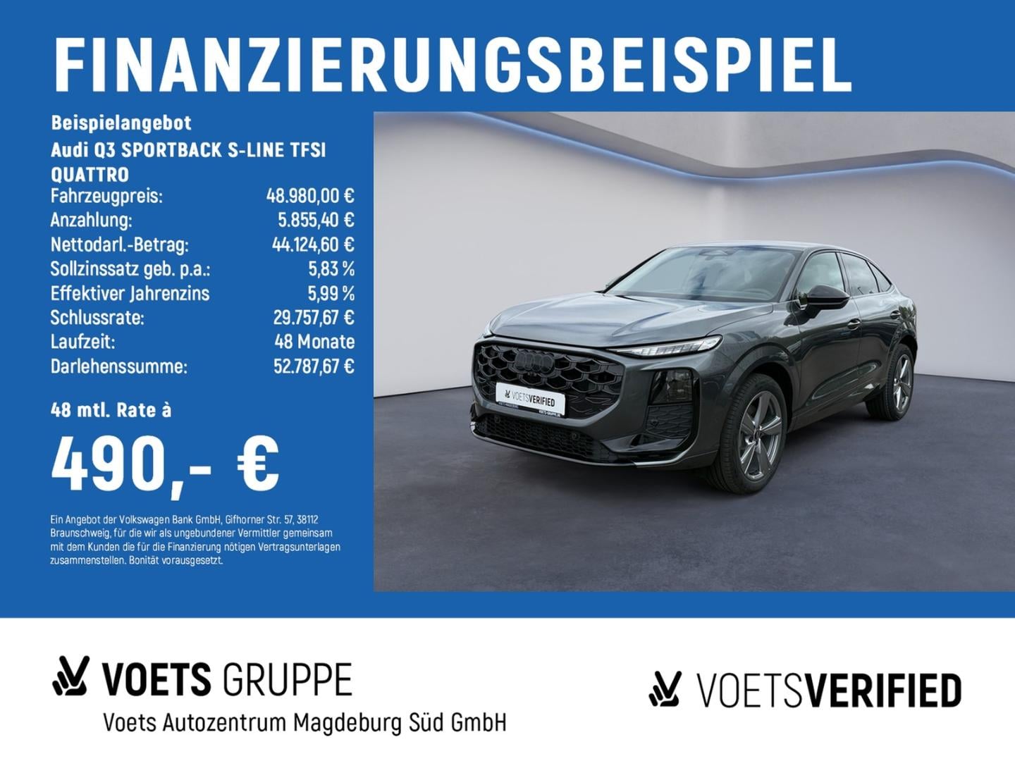 Bild über Audi Q3 Sportback TFSI quattro 150 kW S tronic - für weitere Informationen kontaktieren Sie den Audi Partner