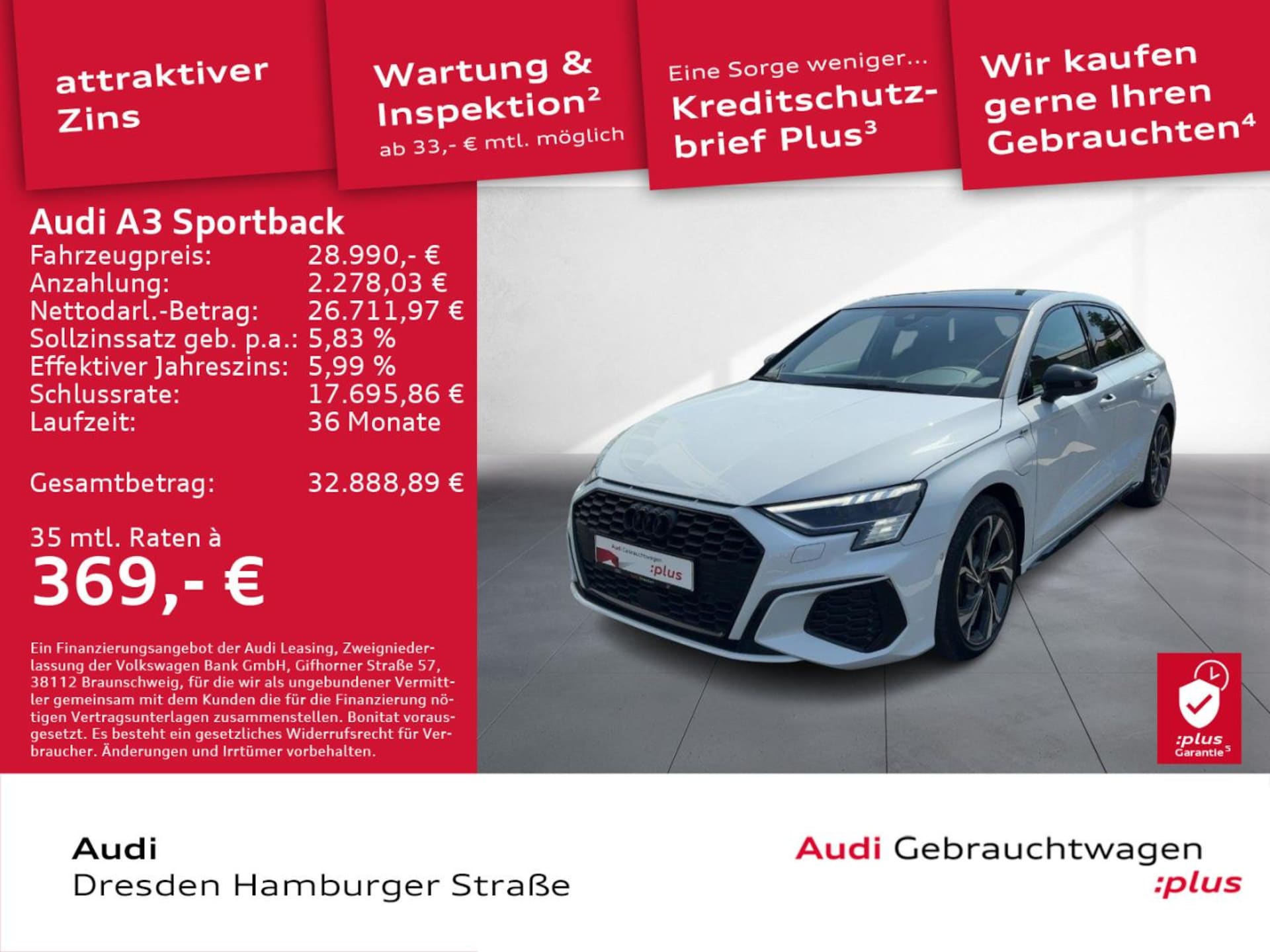 Audi A3 Sportback TFSI e S line