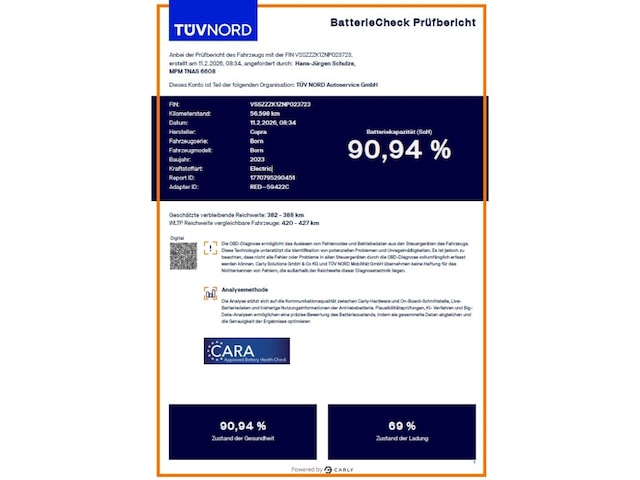 CUPRA Born 170 kW 62kWh *BatterieZertifikat* Wärmepumpe Navi ACC Kessy (GW-B023723)