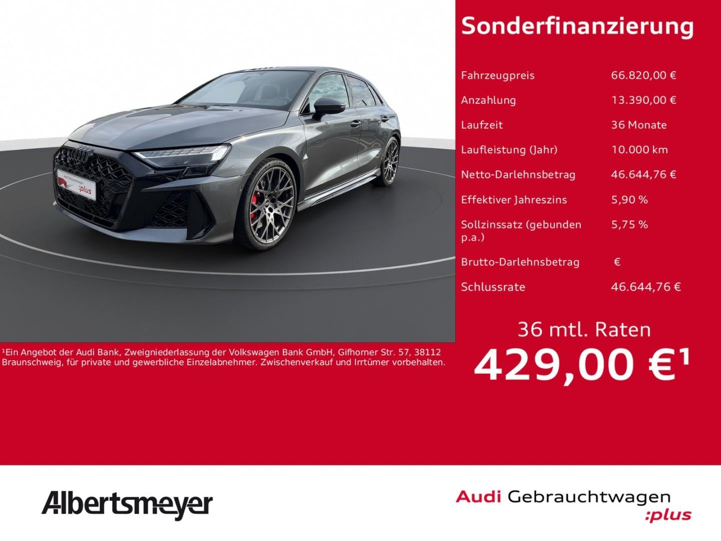 Bild über Audi RS 3 Sportback TFSI quattro 294 kW S tronic - für weitere Informationen kontaktieren Sie den Audi Partner
