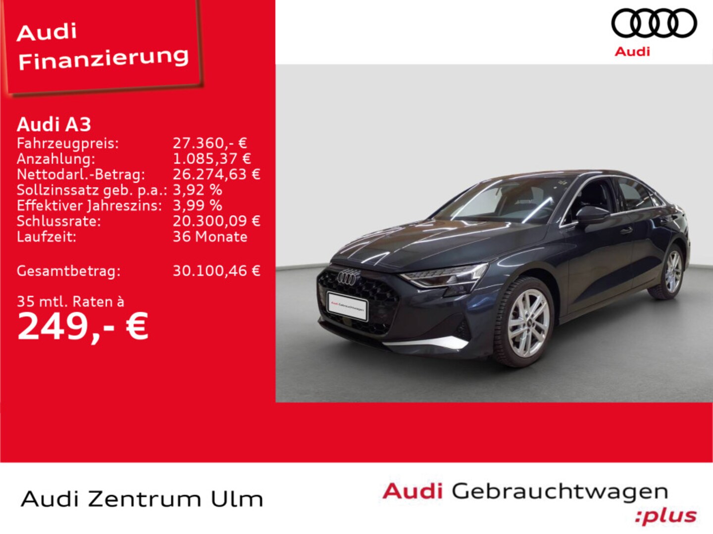Bild über Audi A3 Limousine TDI S tronic - für weitere Informationen kontaktieren Sie den Audi Partner