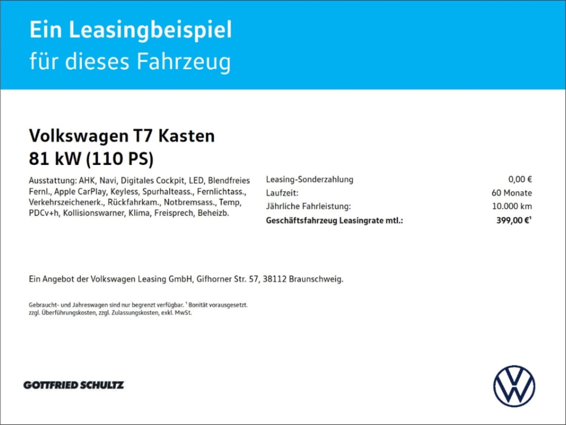 Volkswagen Transporter Kasten kurzer Radstand