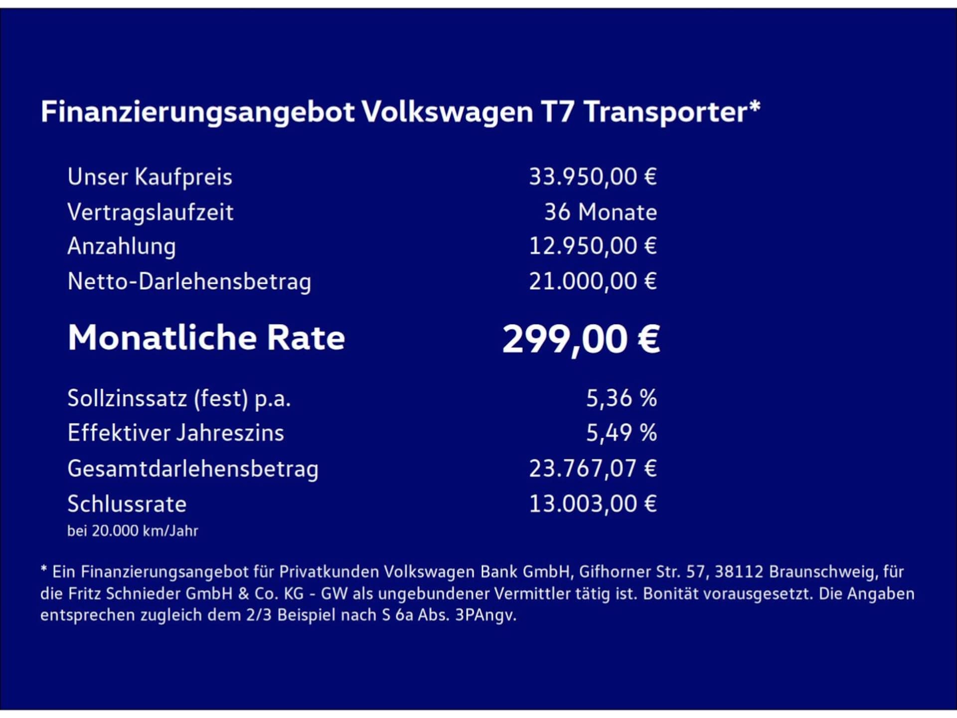 Volkswagen Transporter Kasten kurzer Radstand