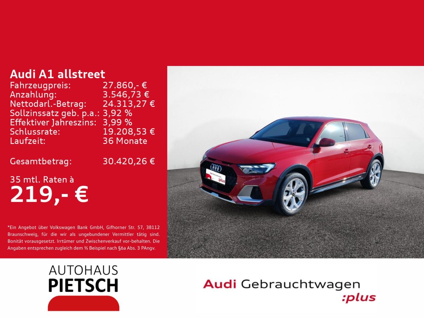 Bild über Audi A1 allstreet 35 TFSI S tronic - für weitere Informationen kontaktieren Sie den Audi Partner