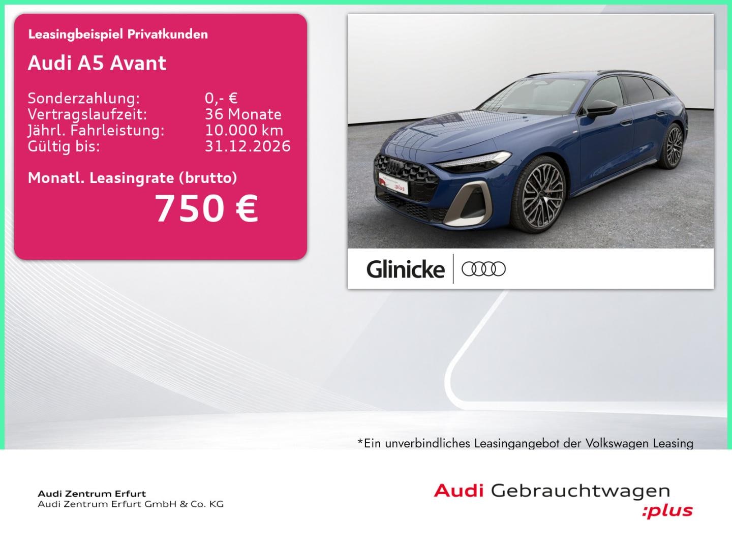 Bild über Audi A5 Avant TFSI 150 kW S tronic - für weitere Informationen kontaktieren Sie den Audi Partner