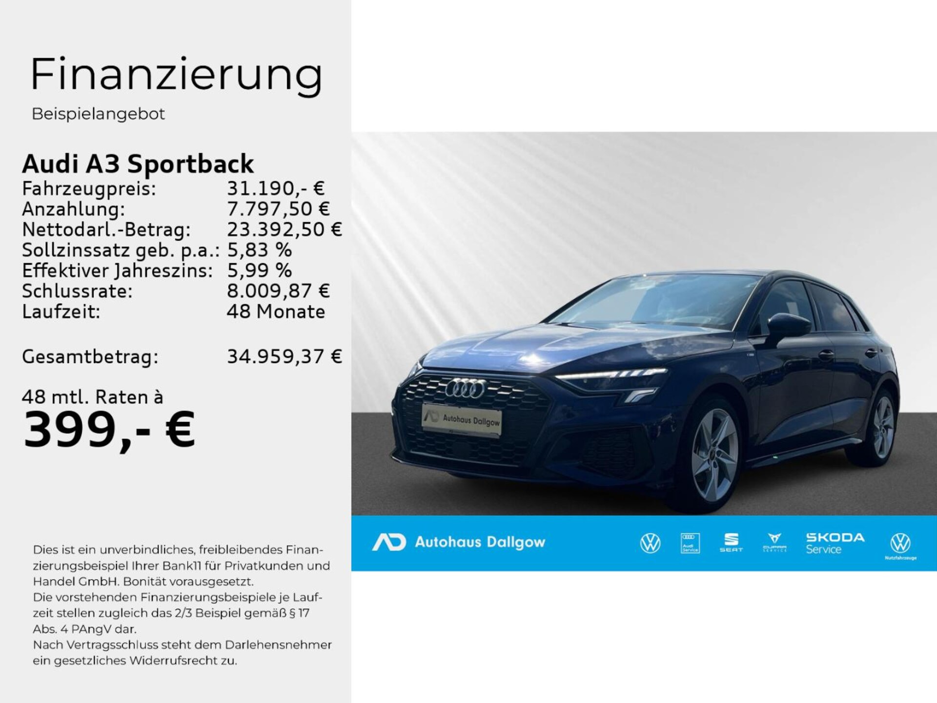 Audi A3 Sportback S line