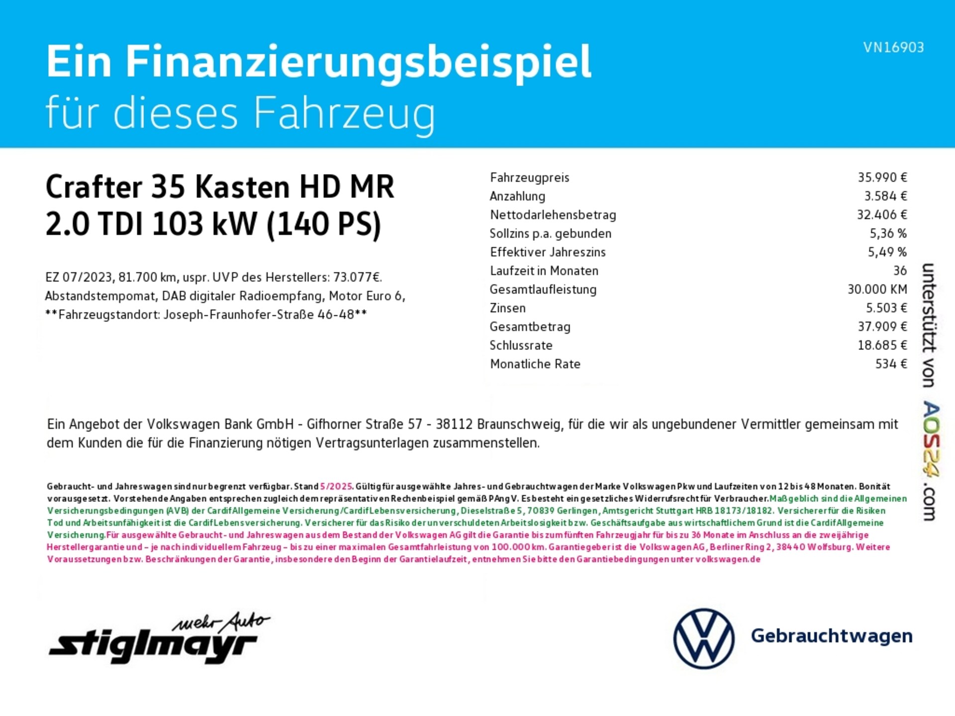 Volkswagen Crafter Kasten mittlerer Radstand