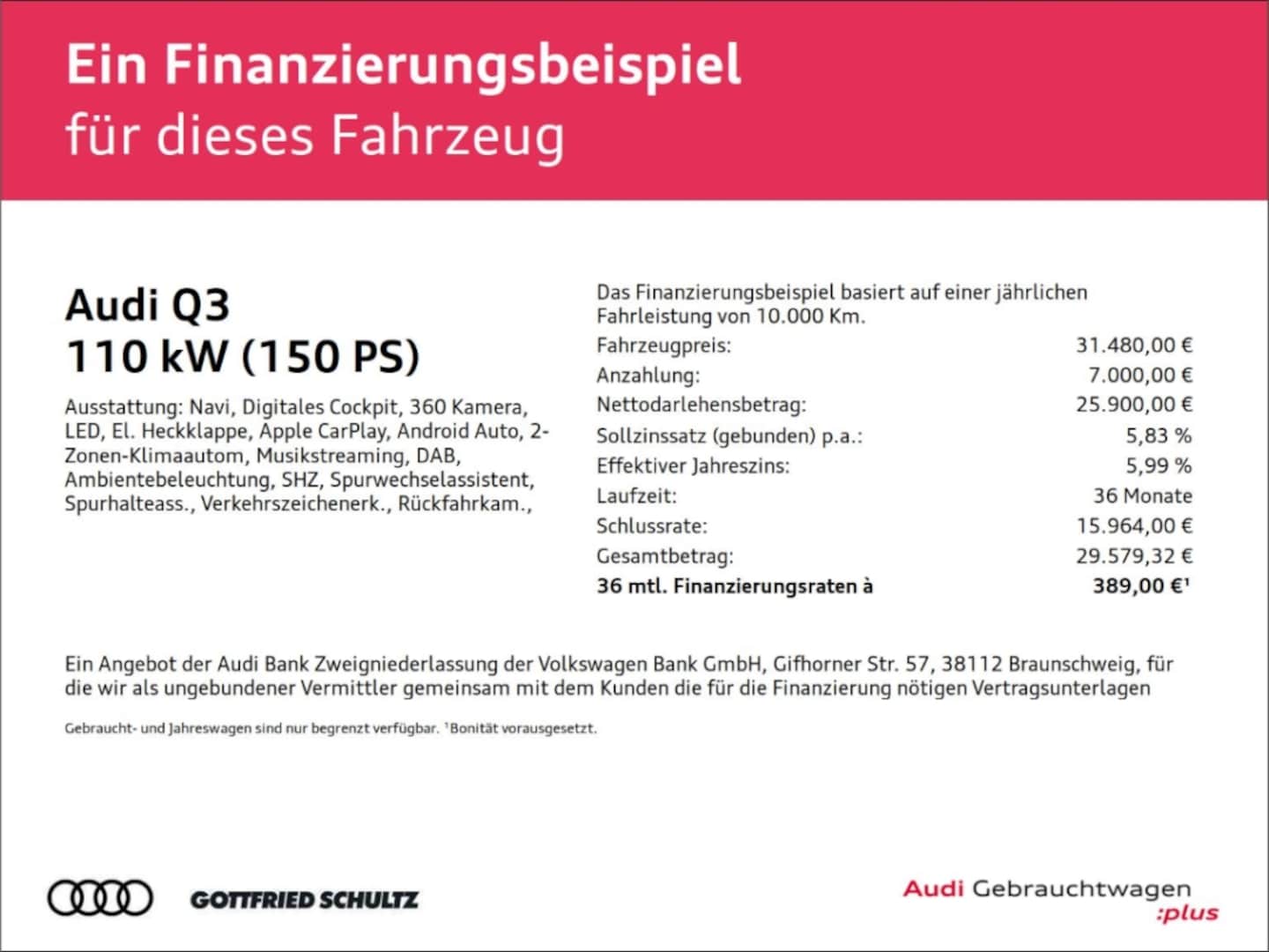 Bild über Audi Q3 advanced 35 TFSI S tronic - für weitere Informationen kontaktieren Sie den Audi Partner