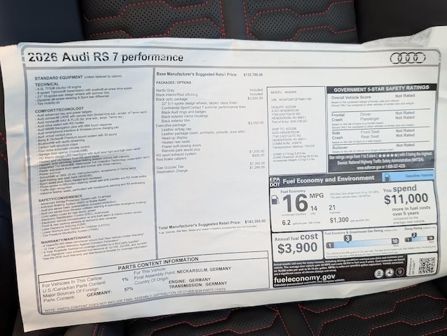 2026 Audi RS7 Sportback performance