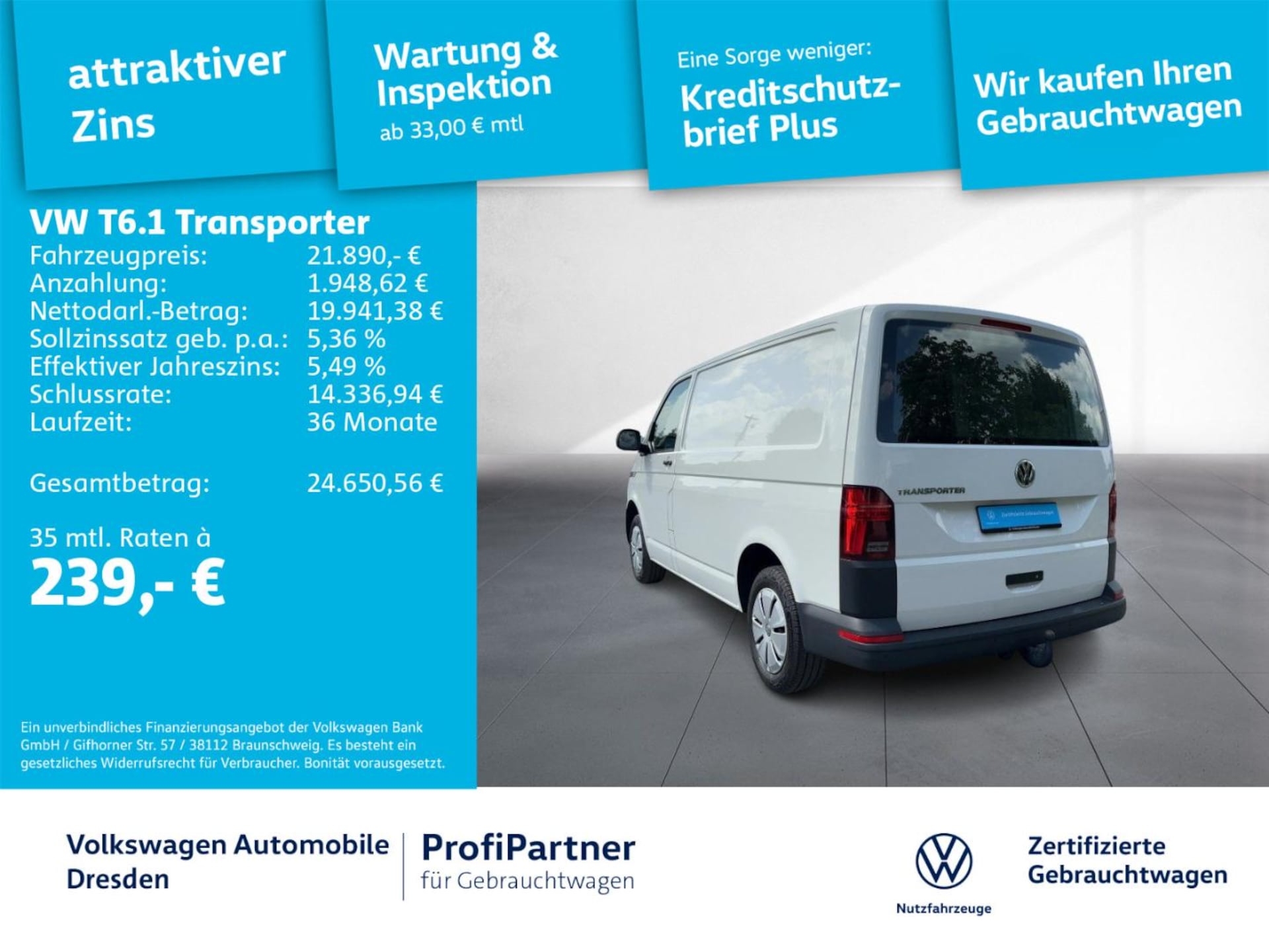 Volkswagen T6.1 Transporter Kasten kurzer Radstand