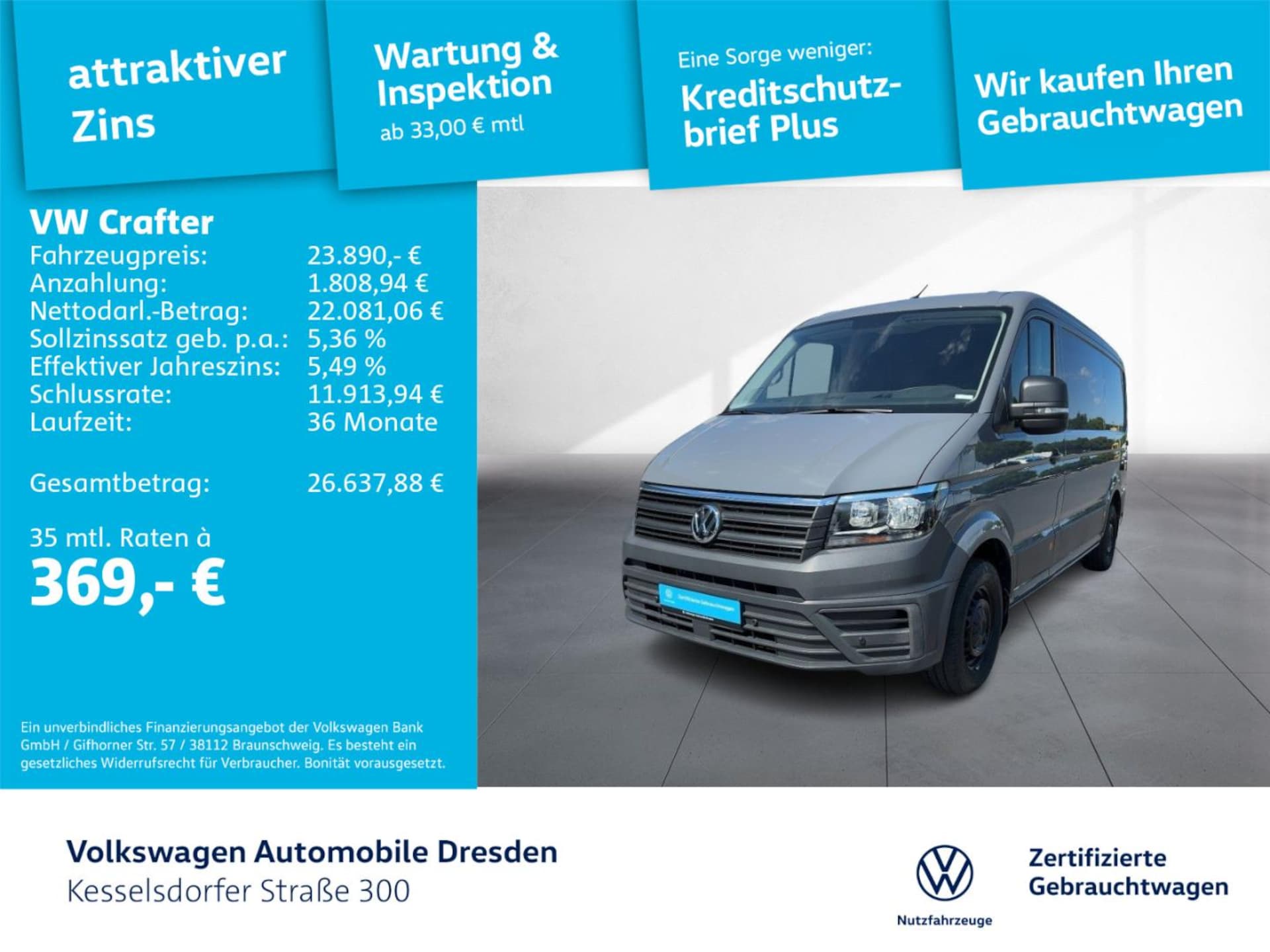 Volkswagen Crafter Kasten mittlerer Radstand