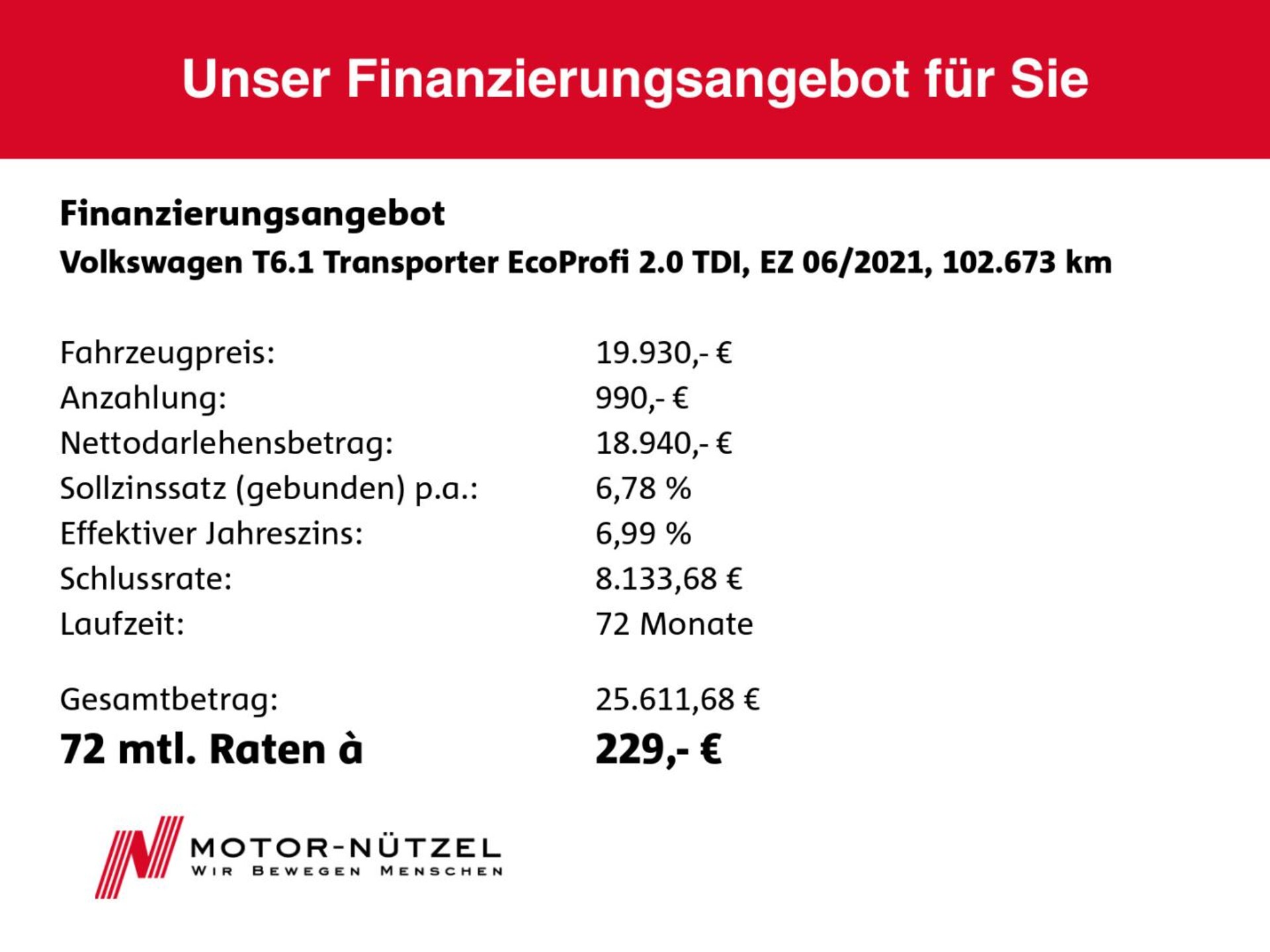 Volkswagen T6.1 Transporter Kasten kurzer Radstand EcoProfi