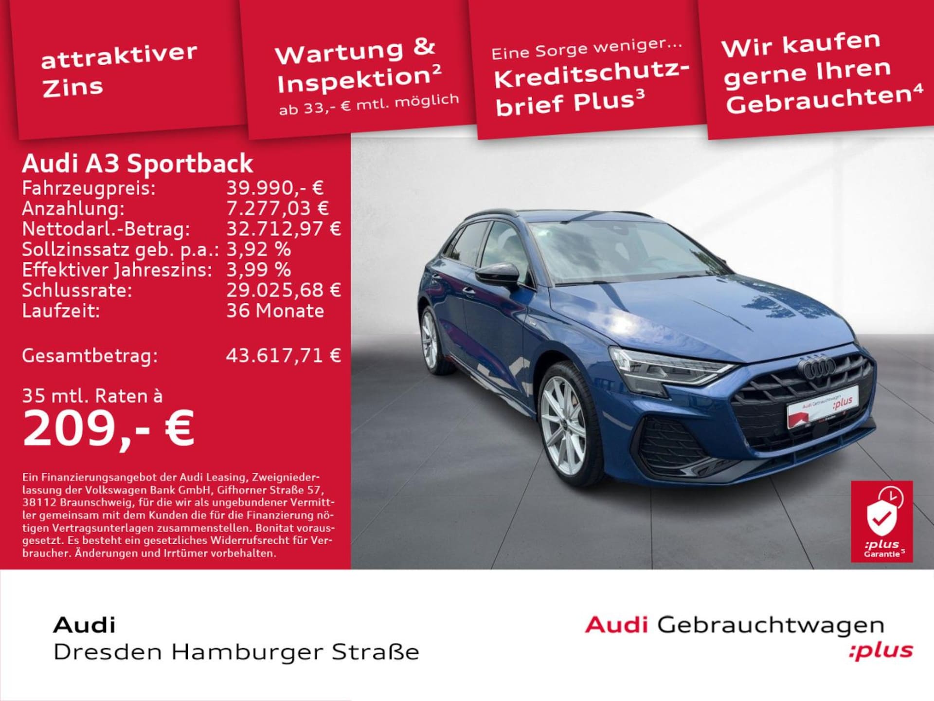 Audi A3 Sportback TFSI e S line